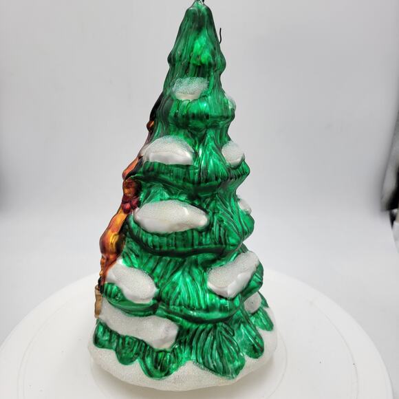 Vintage Christmas Tree Santa Reindeer Sleigh 8 Hand Blown Mercury Glass Ornament - Picture 5 of 8